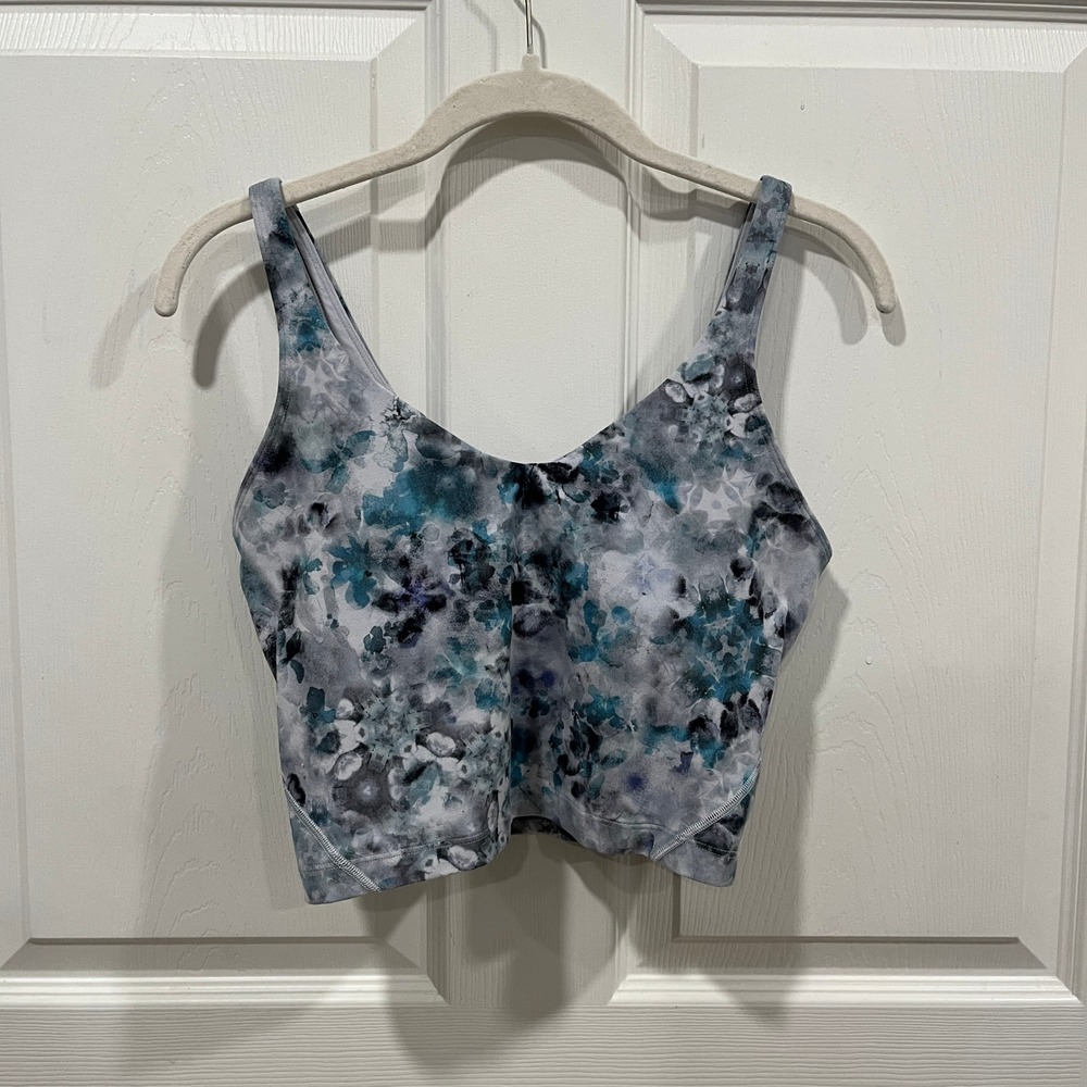Lululemon Crop Top Sports Bra Floral Print Workout Activewear Size‎ 8